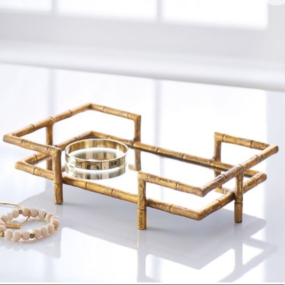 Lilly Pulitzer x PB Teen Gold Bamboo Mirror Tray